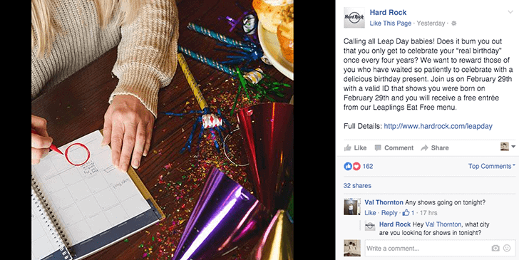 Hard Rock Cafe Leap Day campaign