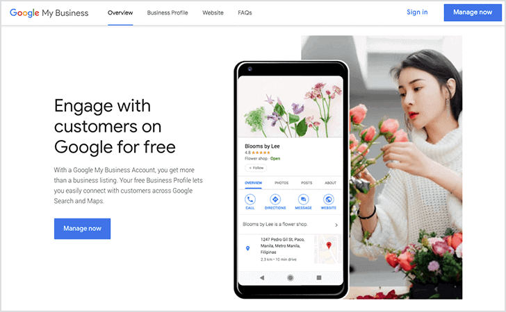 Visit the Google My Business pageÂ