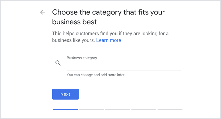Choose your Google My Business category_