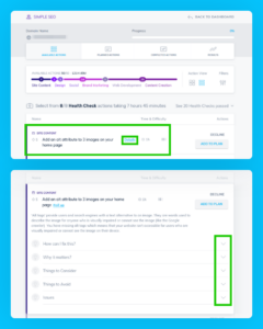 Simple SEO available actions
