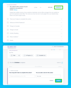 Simple SEO action plan and action card